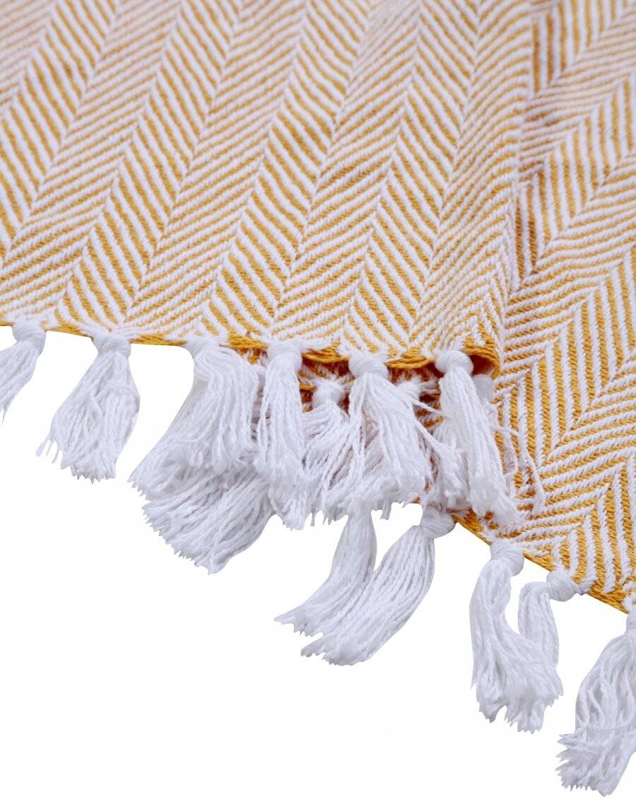 EHC Herringbone Throws For Sofa Armchair or Single Bed - Yellow