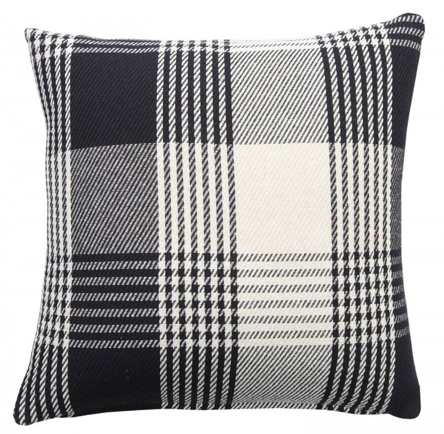 Premium Tartan Cotton Cushion Cover - Black (45 cm x 45 cm)