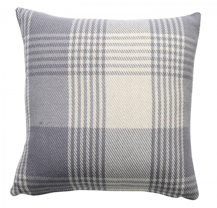 Premium Tartan Cotton Cushion Cover - Grey (45 cm x 45 cm)