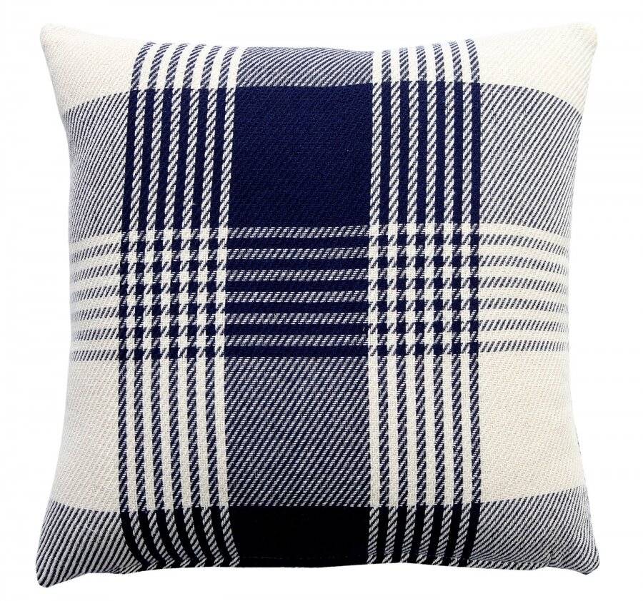 Premium Tartan Cotton Cushion Cover - Navy Blue (45 cm x 45 cm)