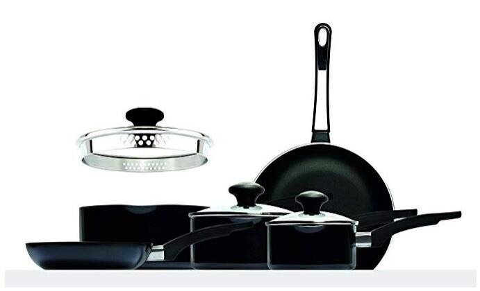 Prestige Everyday Straining 5 PCs Nonstick Cookware Set - Black