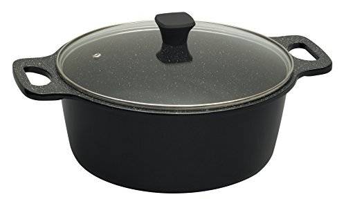 Prestige Stone Quartz 28 cm Induction Casserole With Lid - Black