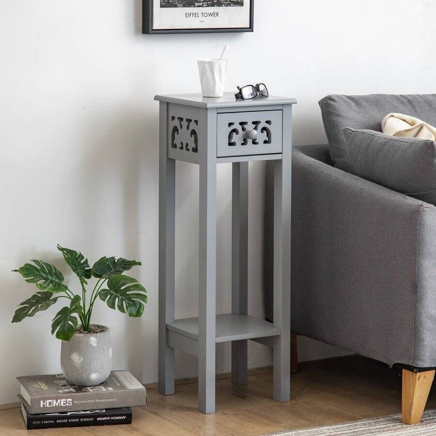 Provence Fretwork French Inspired Hallway MDF Bedside Unit - Grey