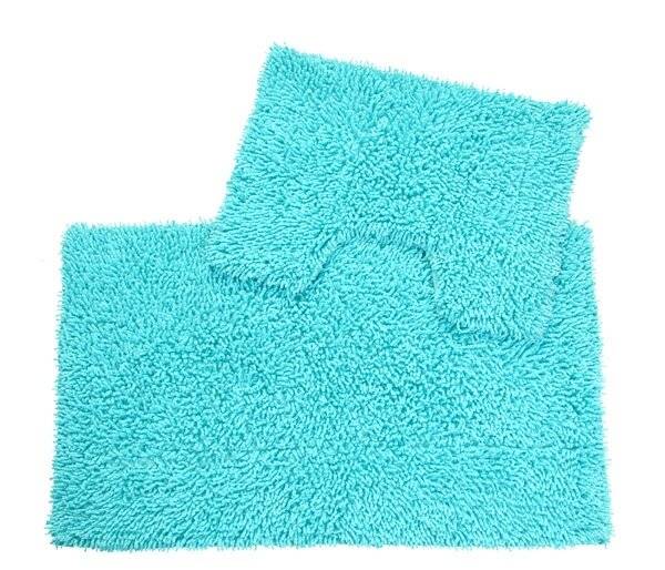 Anti-Slip Pure Cotton, Washable 2 PCs Bath Mat & Pedestal Set - Aqua
