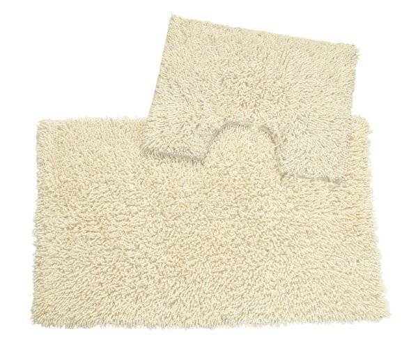 Anti-Slip Pure Cotton, Washable 2 PCs Bath Mat & Pedestal Set - Ivory