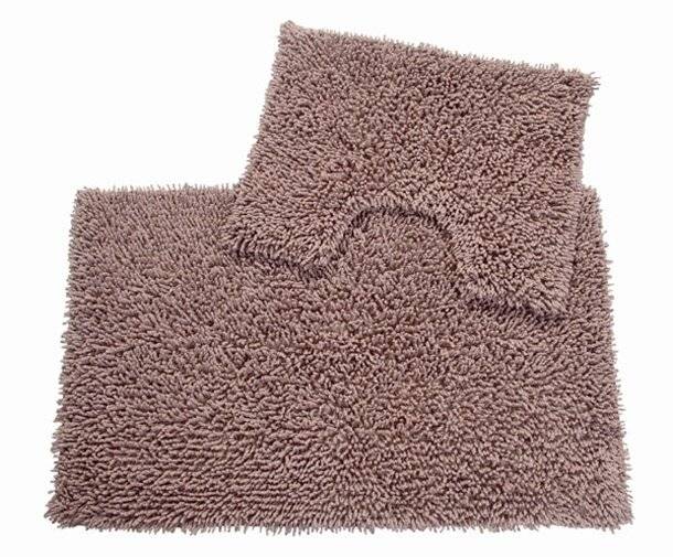 Anti-Slip Pure Cotton, Washable 2 PCs Bath Mat & Pedestal Set - Mocha