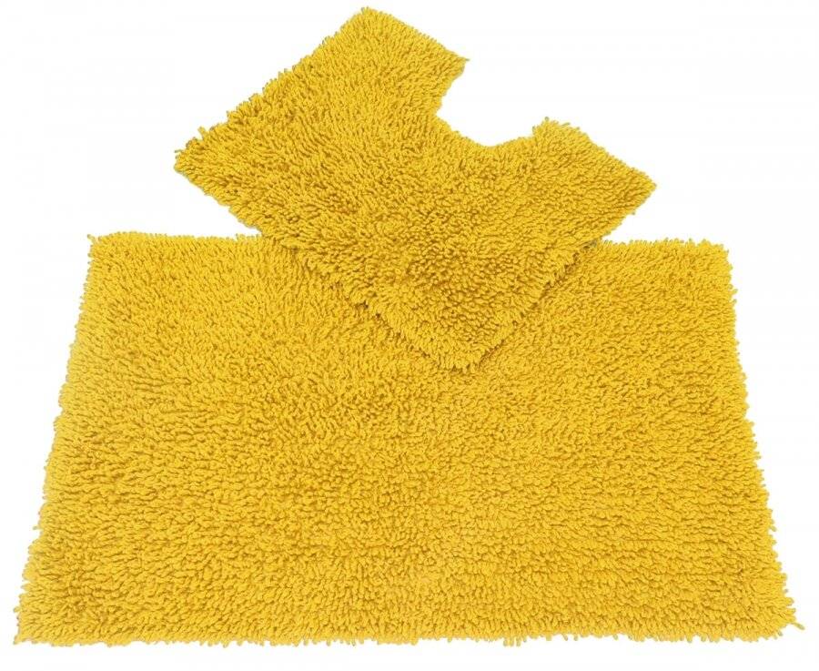 Anti-Slip Pure Cotton, Washable 2 PCs Bath Mat & Pedestal Set - Ochre