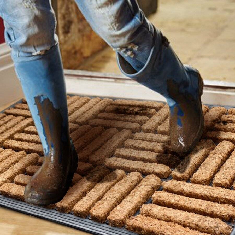 Coir Entrance Indoor or outdor Doormat,Rubber backed Doormat 45 x 75cm