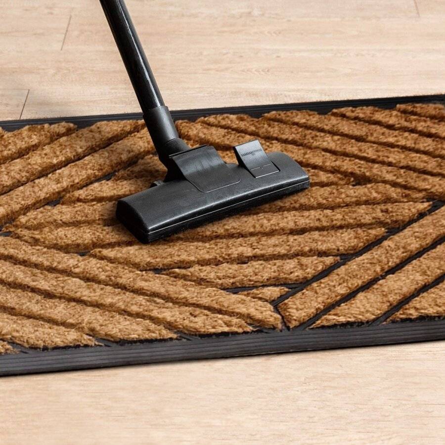 PVC Backed Moulded Brushed Coconut Coir Entrance Doormat, 45 x 75 cm