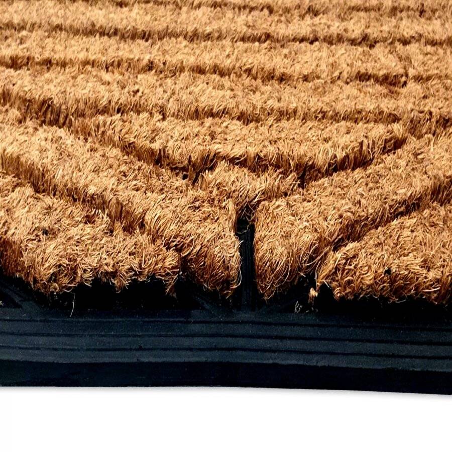 PVC Backed Moulded Brushed Coconut Coir Entrance Doormat, 45 x 75 cm