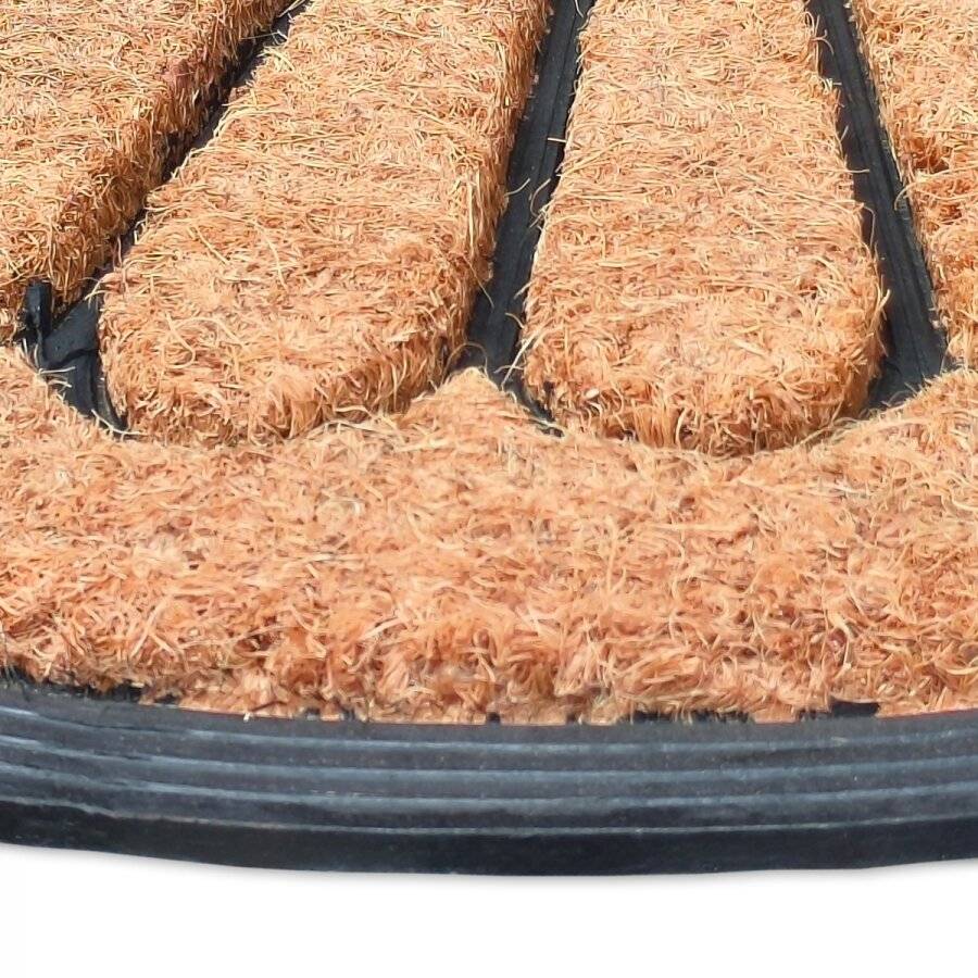 PVC Half Moon Moulded Brushed Coconut Coir Entrance Doormat, 45 x 75cm