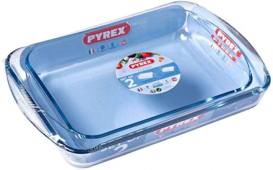 Pyrex Classic 2 PCs Rectangular Baking and Roasting Roaster Set