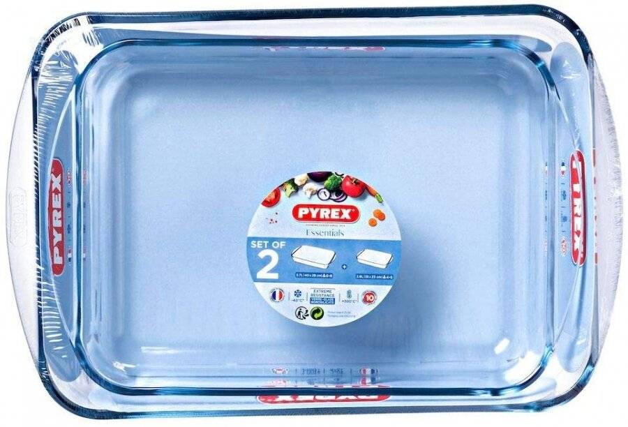 Pyrex Classic 2 PCs Rectangular Baking and Roasting Roaster Set