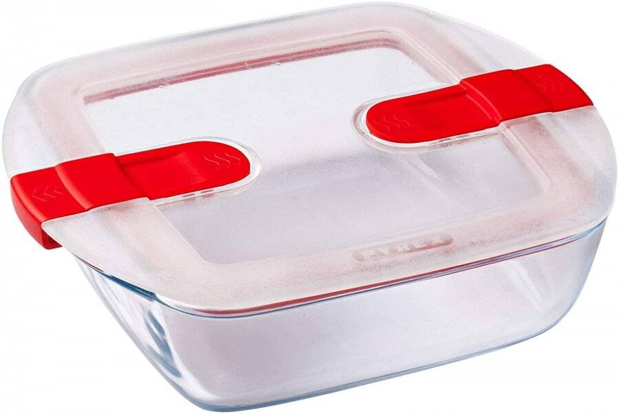 Pyrex Square Cook & Heat Microwavable Glass Storage Container - 0.35 L