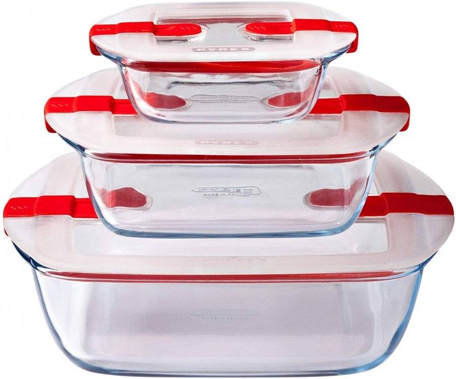 Pyrex Square Cook & Heat Microwavable Glass Storage Container - 0.35 L