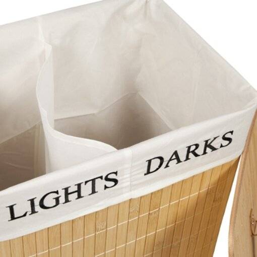 Rectangular Bamboo 2 Compartment Laundry Basket - Natural/Black