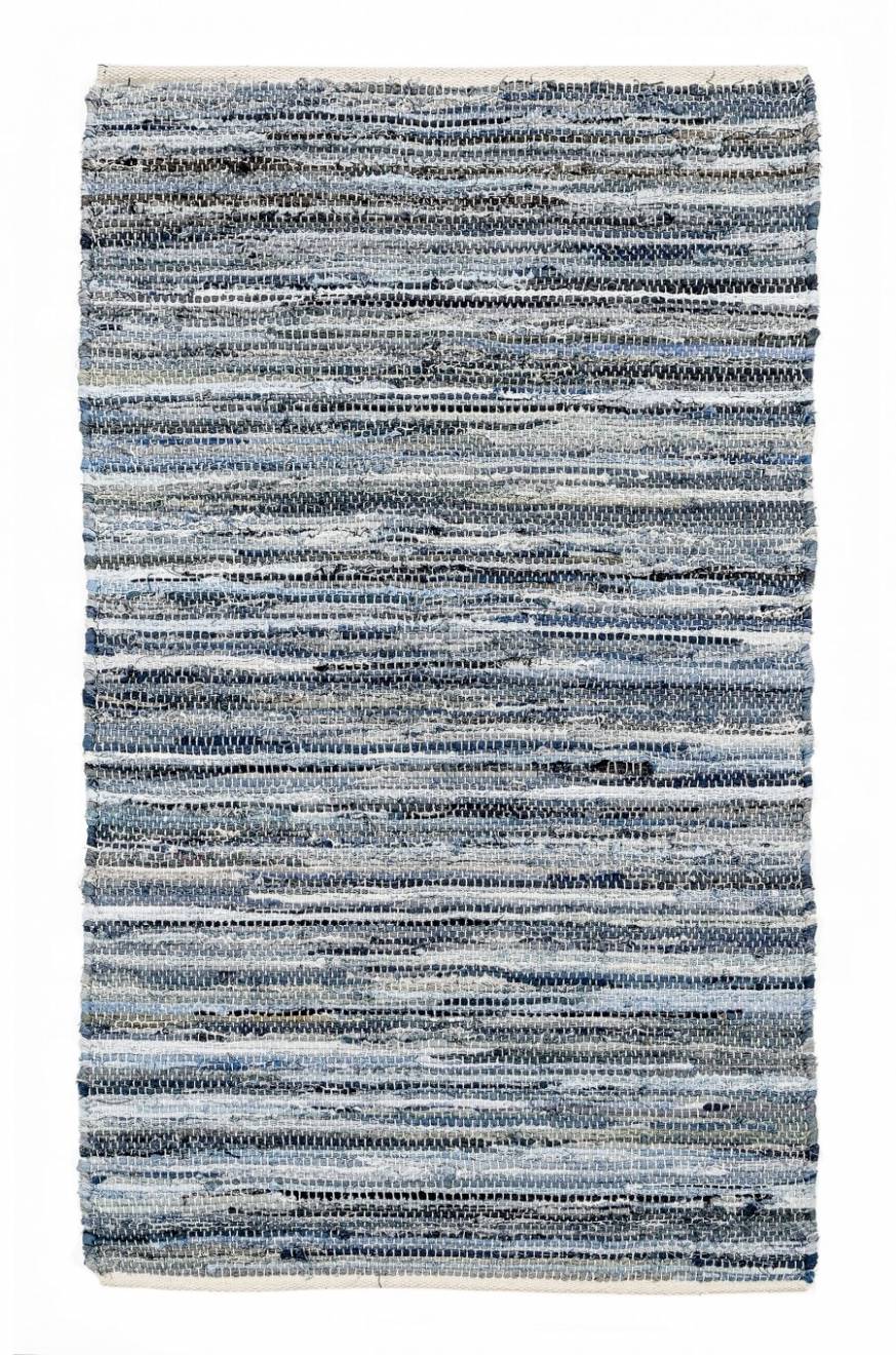 Recycled Cotton Handmade Denim Chindi Floor Rug, 70 x 140 cm