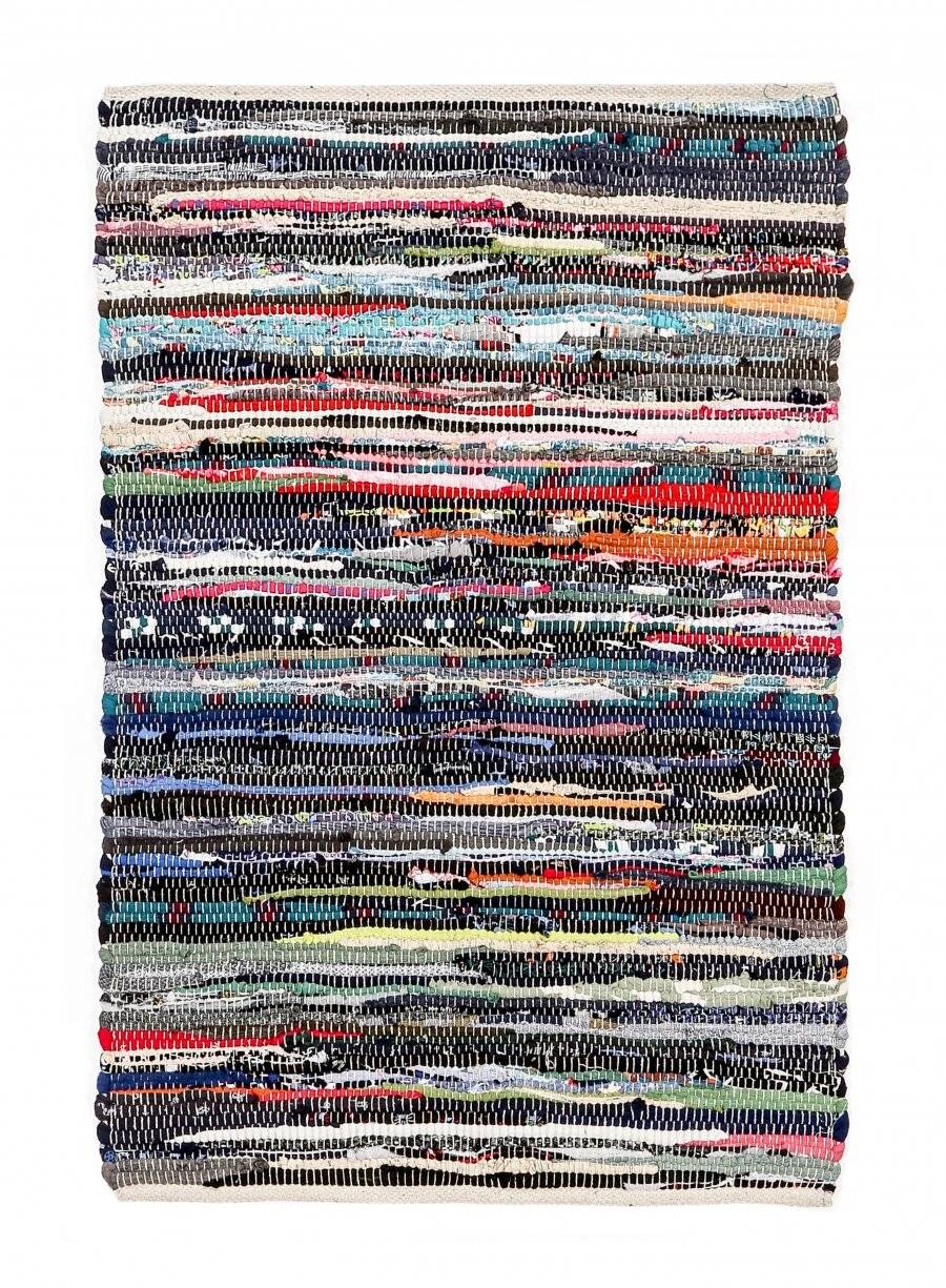 Recycled Cotton Handmade Multi Coloured Chindi Floor Rug - 60 x 90 cm