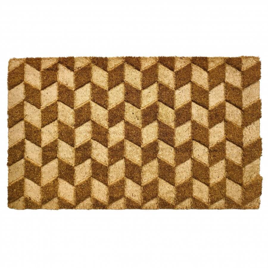 Retro Embossed PVC Backed Natural Coir Entrance Doormat, 40x70cm