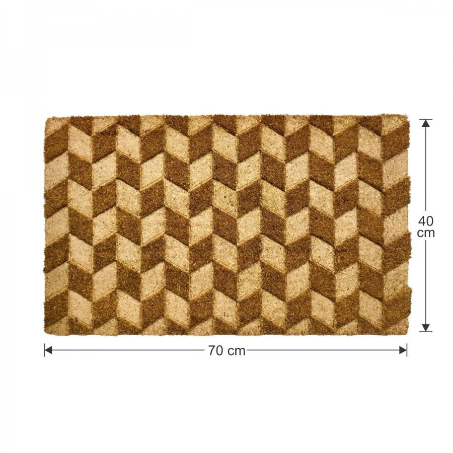 Retro Embossed PVC Backed Natural Coir Entrance Doormat, 40x70cm