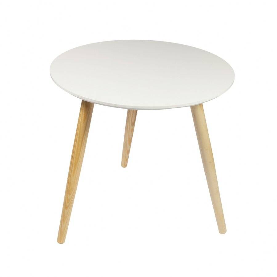 Retro Style Round Coffee Table - MDF Table Top & Wooden Legs