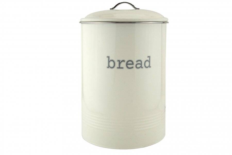 EHC Round Cream Enamel Bread Storage Canister - Dia. 23 x (H) 36 cm