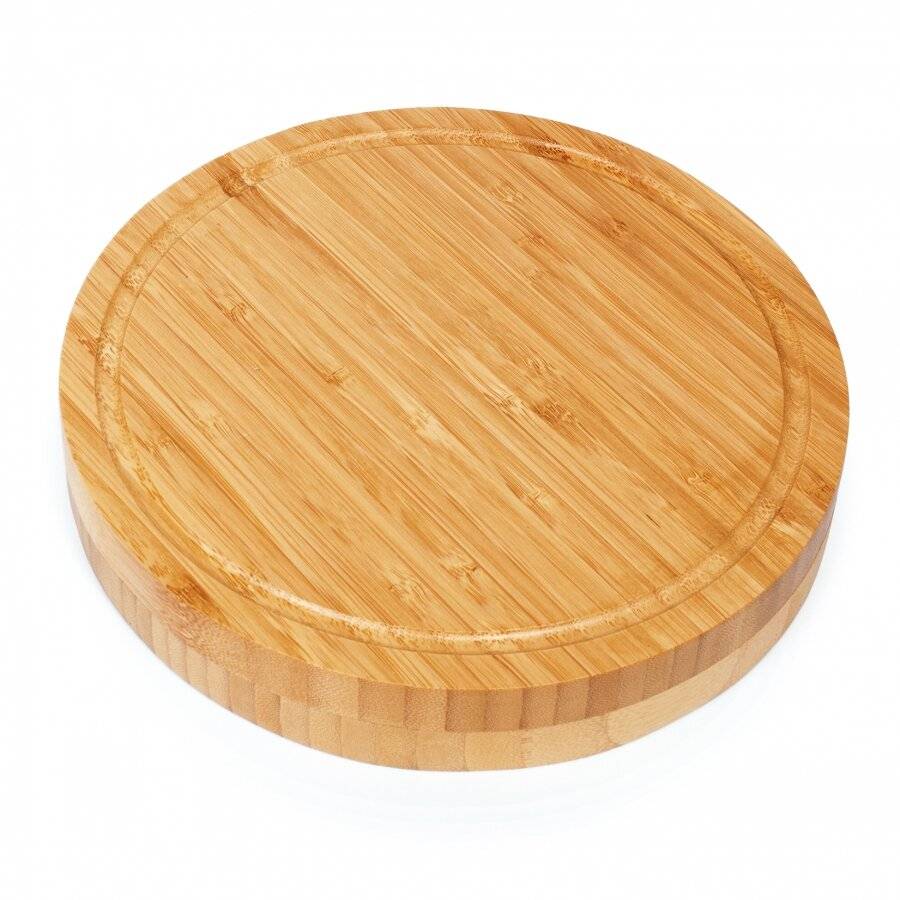 Round Cheese Board Set With Integrated Drawer & 3 Cheese Knives