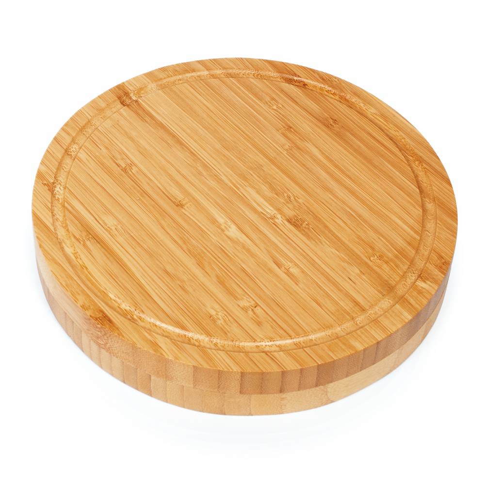 Round Cheese Board Set With Integrated Drawer & 3 Cheese Knives