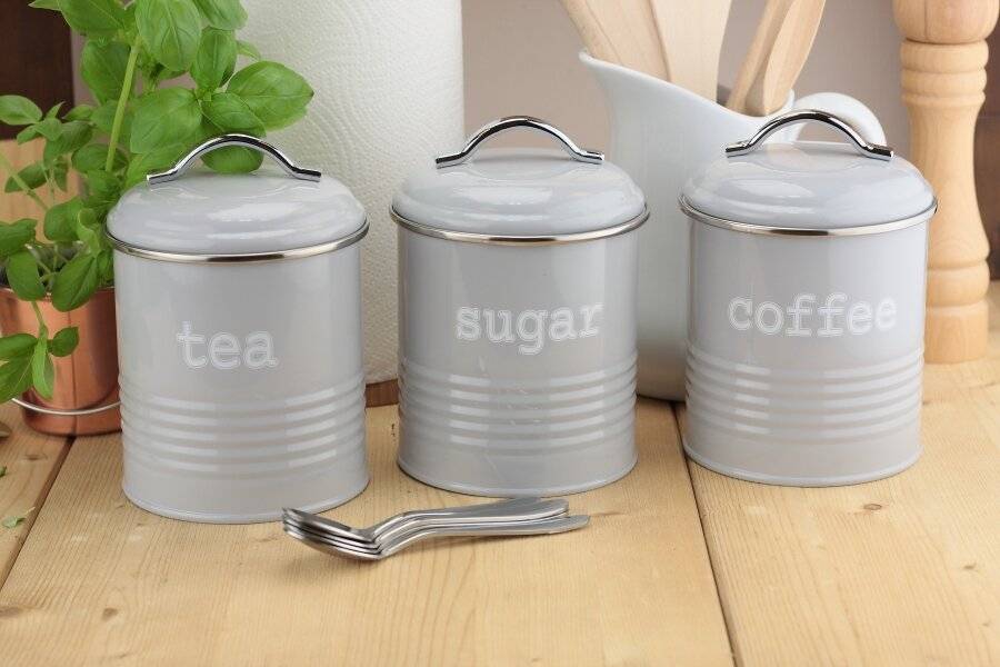 grey tea coffee sugar pots