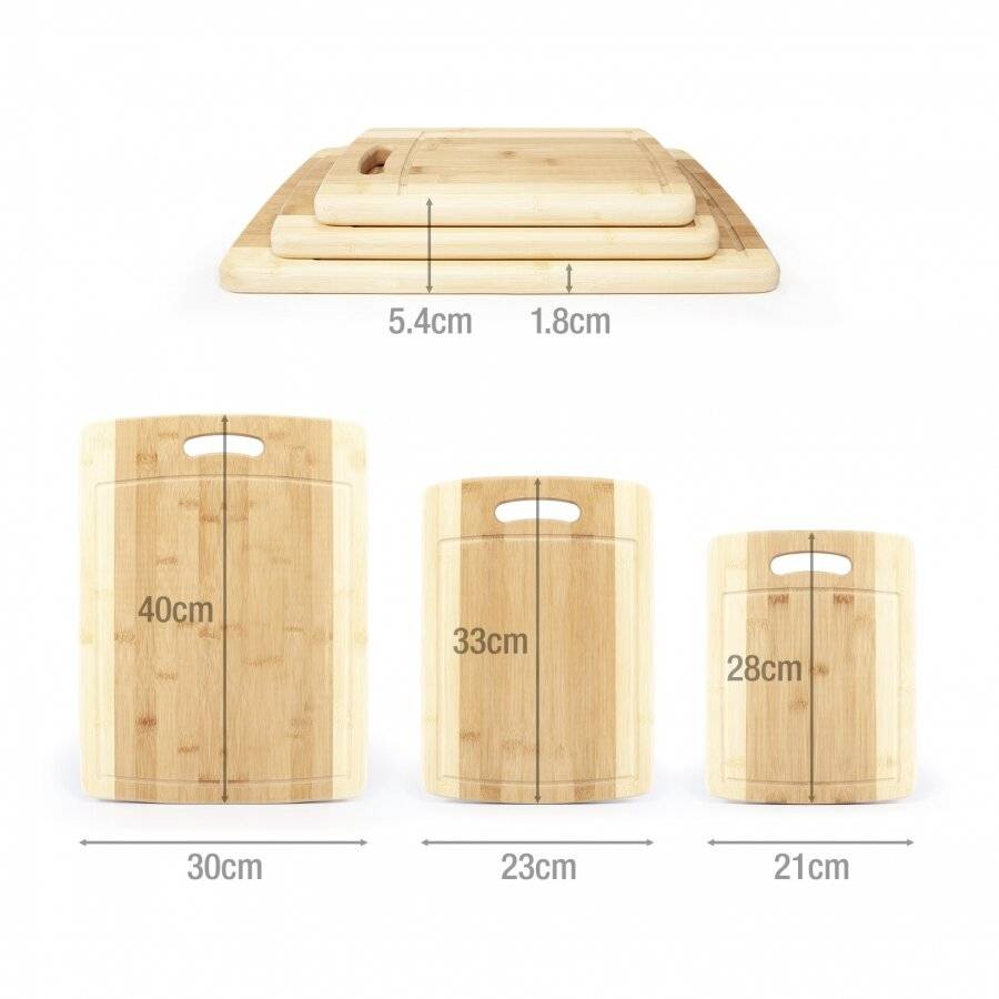 Set of 3 organic Bamboo Chopping, Cutting Boards