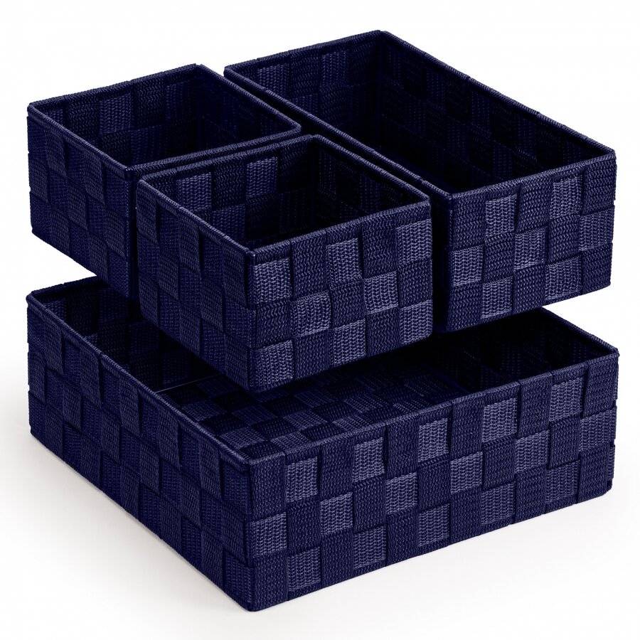 Set of 4 Multi-purpose Polypropylene Shelf Storage Basket Set, Grey