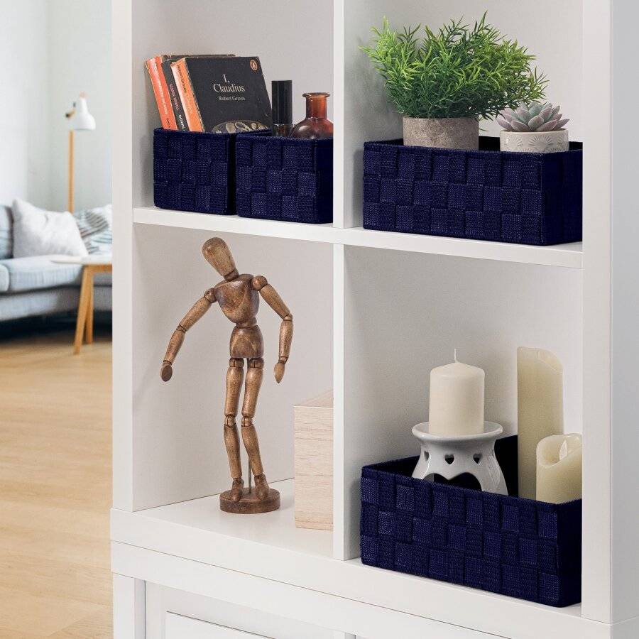 Set of 4 Multi-purpose Polypropylene Shelf Storage Basket Set, Grey