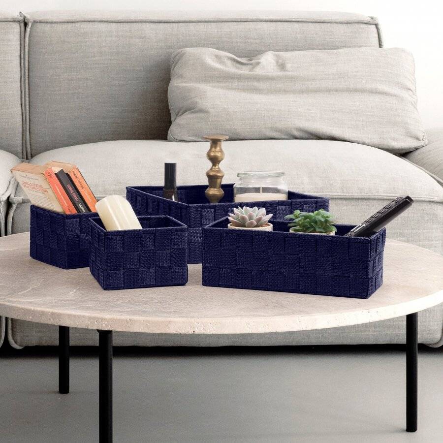 Set of 4 Multi-purpose Polypropylene Shelf Storage Basket Set, Grey