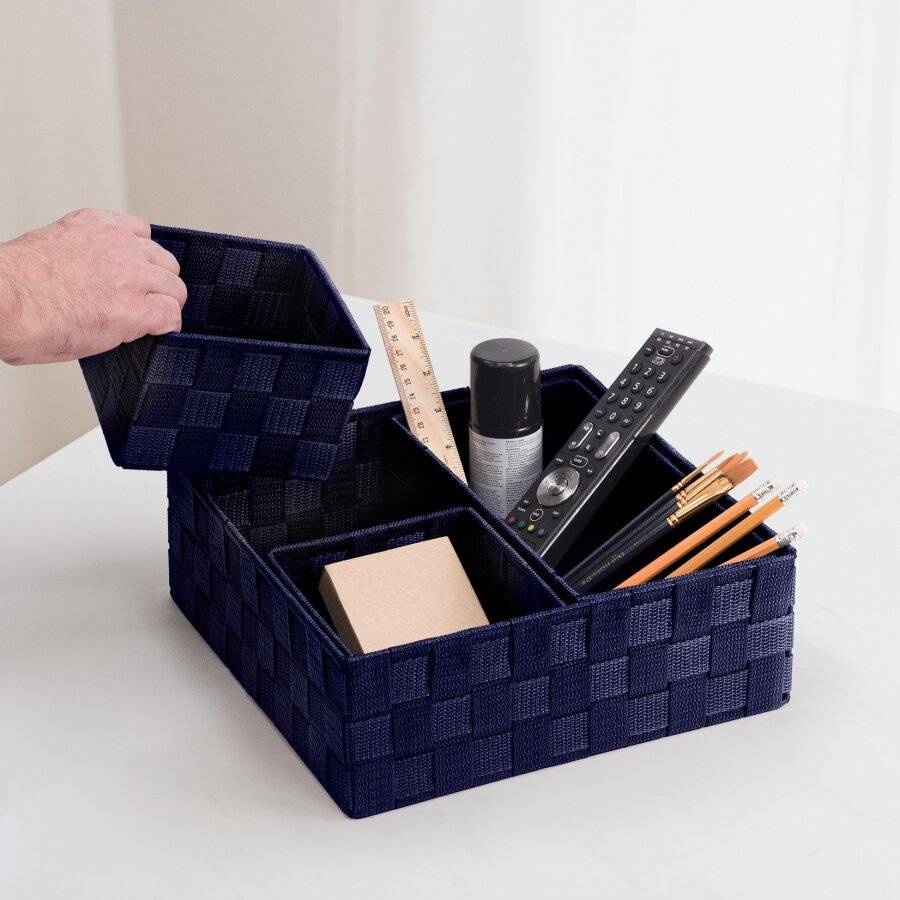 Set of 4 Multi-purpose Polypropylene Shelf Storage Basket Set, Grey
