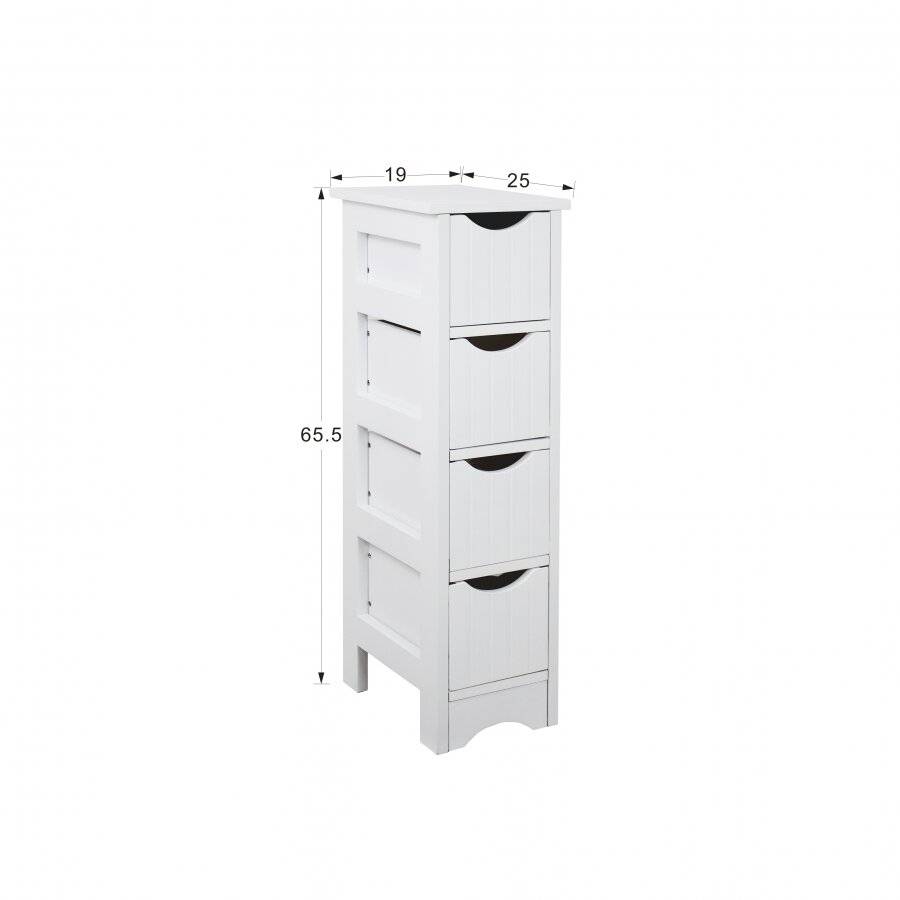 Slimline Range 4 Drawer Bathroom Storage Cabinet - MDF