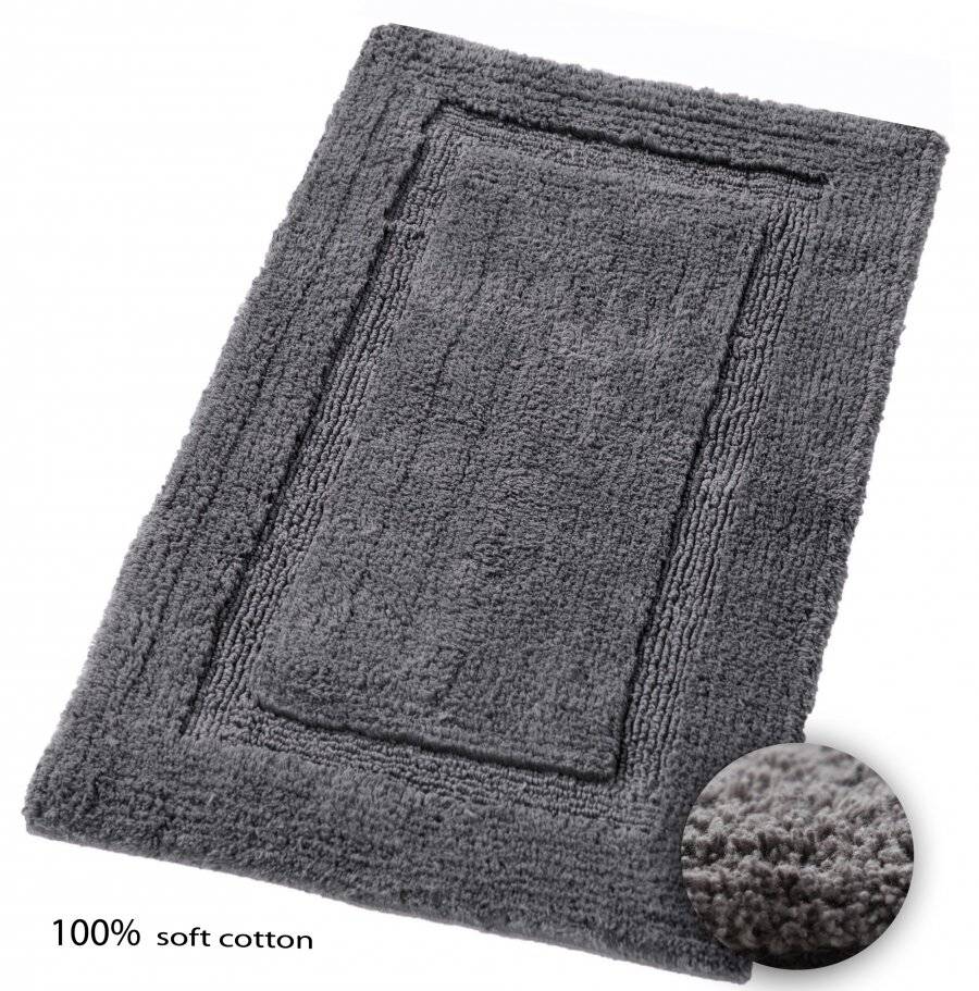 Super Absorbent Heavy Pile OxFord Non-Slip Bath Mat - Smoke