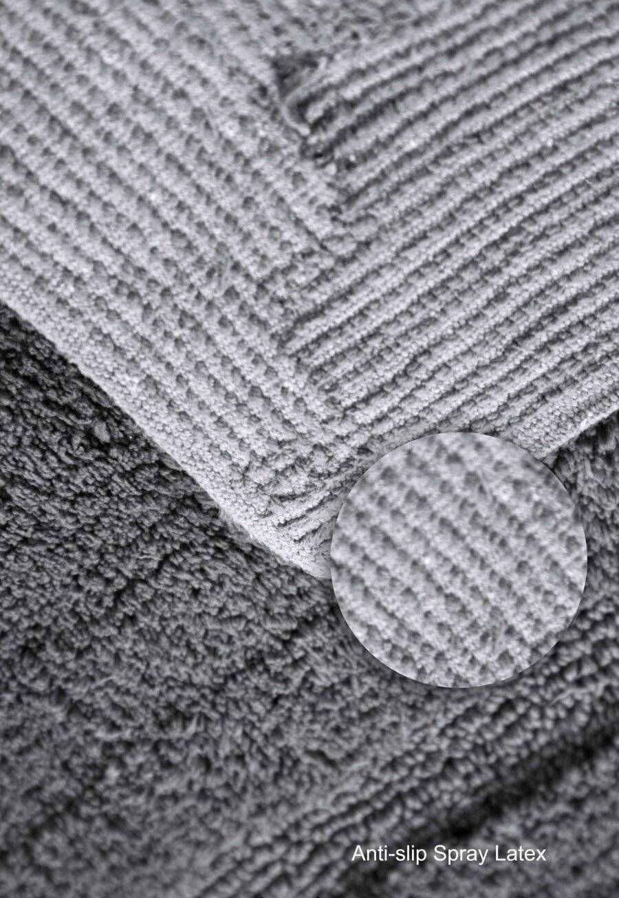 Super Absorbent Heavy Pile OxFord Non-Slip Bath Mat - Smoke