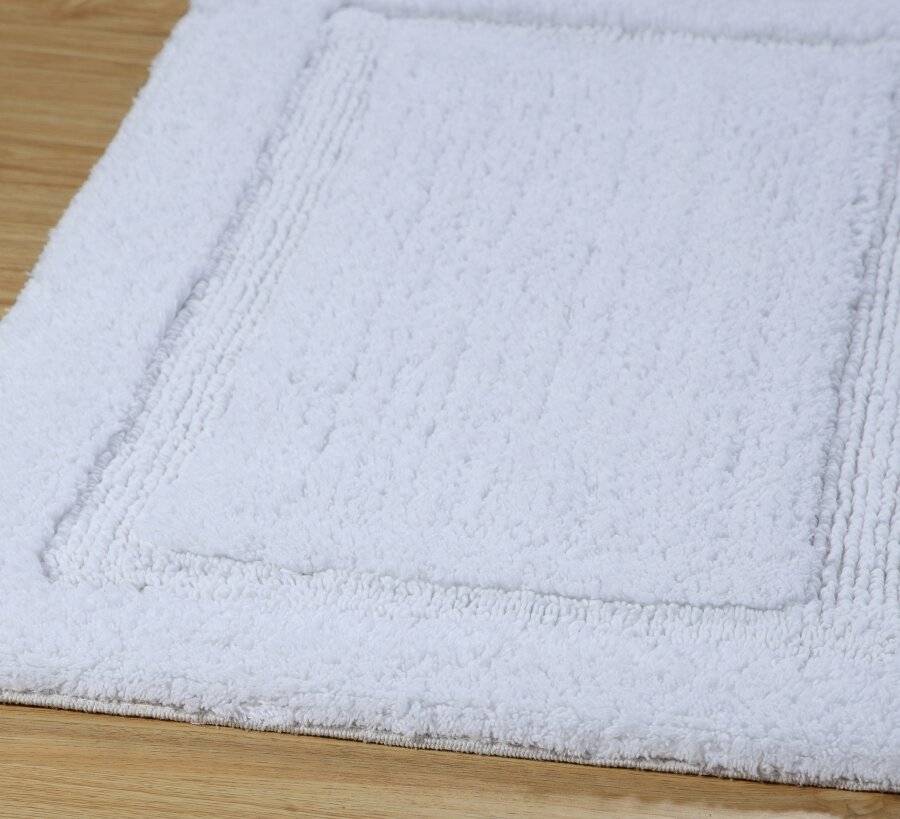 Super Absorbent Heavy Pile OxFord Non-Slip Bath Mat - White