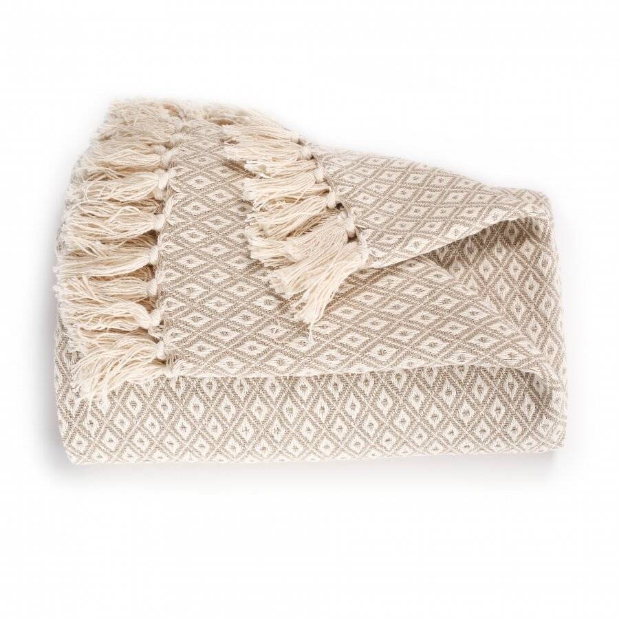 Super Soft Cotton Large Throw For 2 Seater Sofa or Double Bed - Beige
