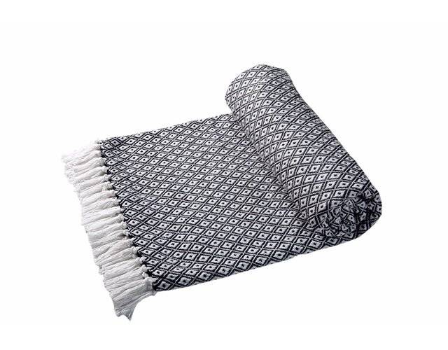 Super Soft Cotton Large Throw For 2 Seater Sofa or Double Bed - Black