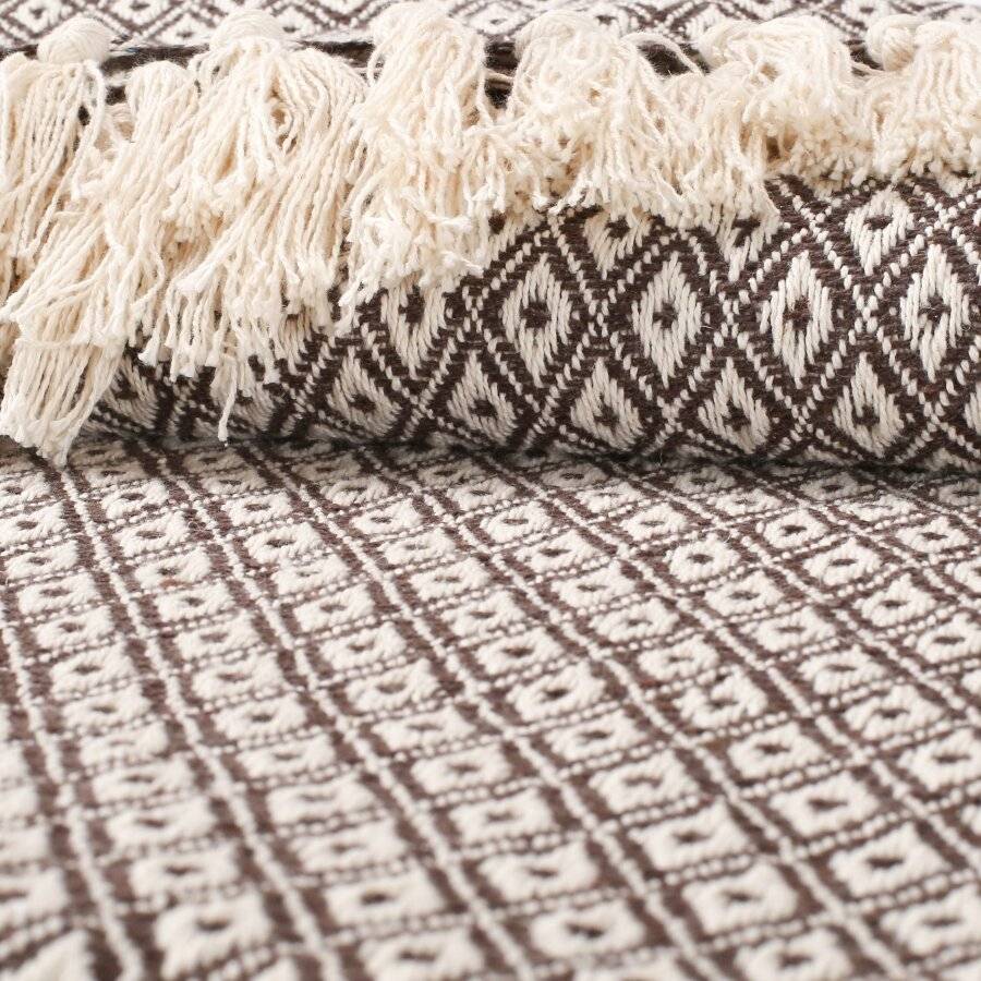 Super Soft Cotton Large Throw For 2 Seater Sofa or Double Bed - Brown