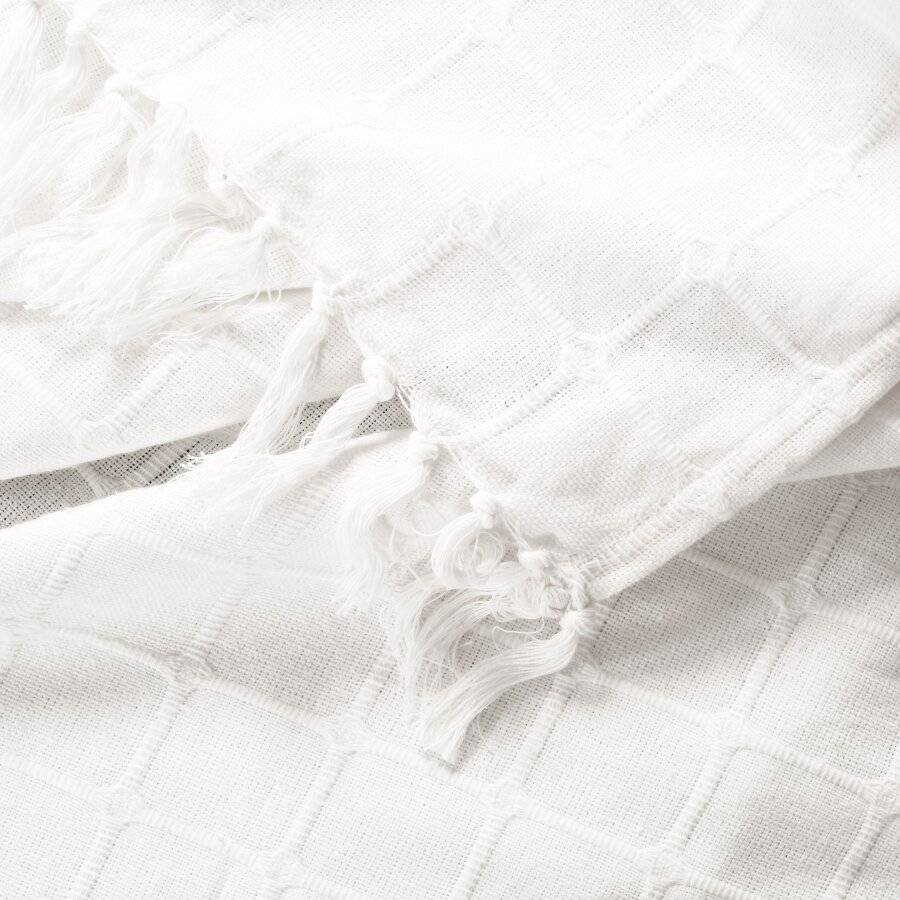 Superior Quality Cotton Woven Batten Throw, Super King - Ivory