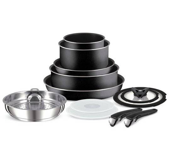 Tefal 13 Piece Ingenio Essential Sauce/Frying Pan Complete Set, Black