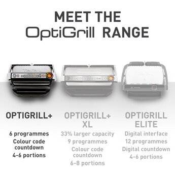 Tefal 2000W Stainless Steel OptiGrill+ With 6 Automatic Settings