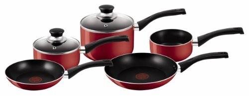 Tefal Bistro Thermo Spot  5-Piece Nonstick Cookware Set - Red