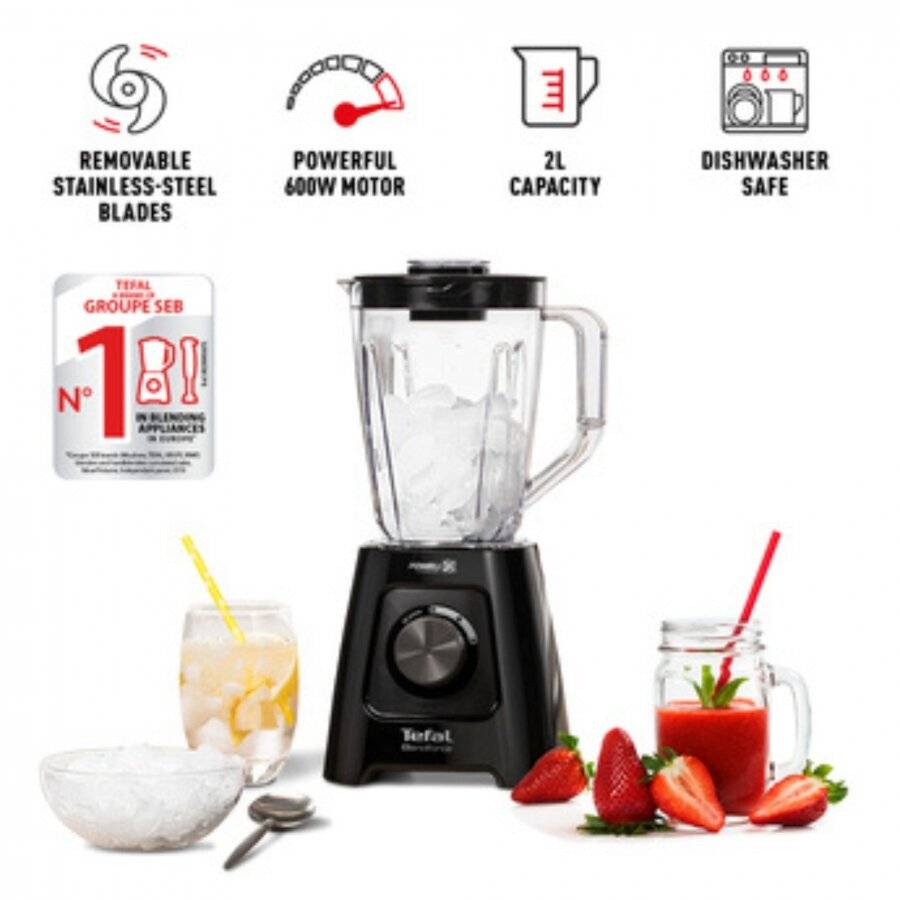 Tefal BL420840 2 Speeds 600W Blendforce II Blender With 2L Jug, Black