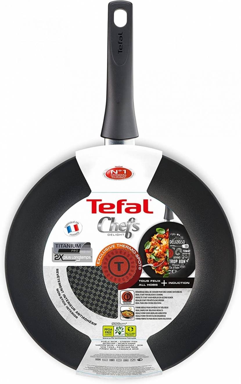 Tefal Chef Delight 28cm Nonstick Wok Pan, Black - 28cm