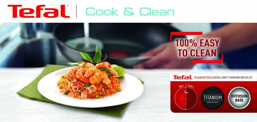 Tefal Cook & Clean B2250695 28 cm Nonstick Deep Frying Pan - Black