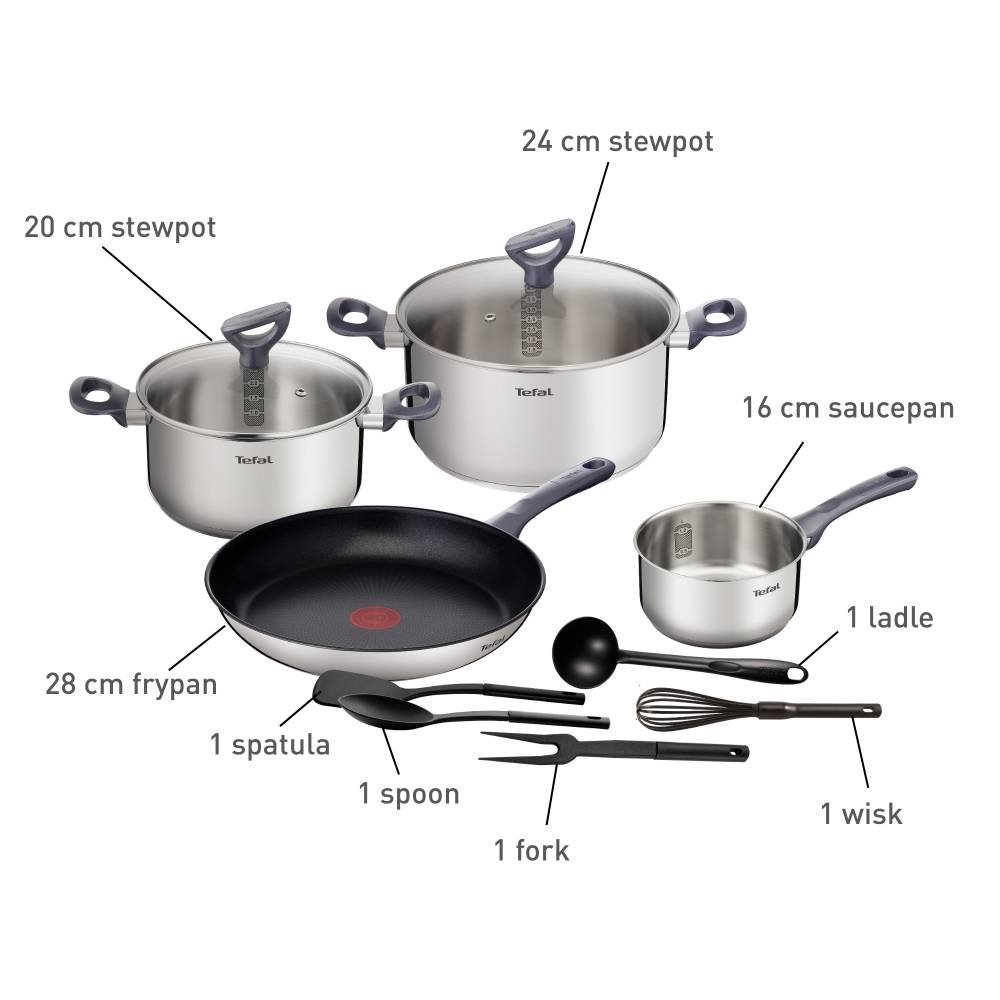 Tefal Daily Cook Inox 11pc Stainless Steel Induction Cookware Set