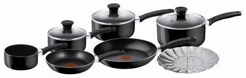 Tefal Delight 7pcs Non-Stick Frying Pan Saucepan Cookware Set - Black